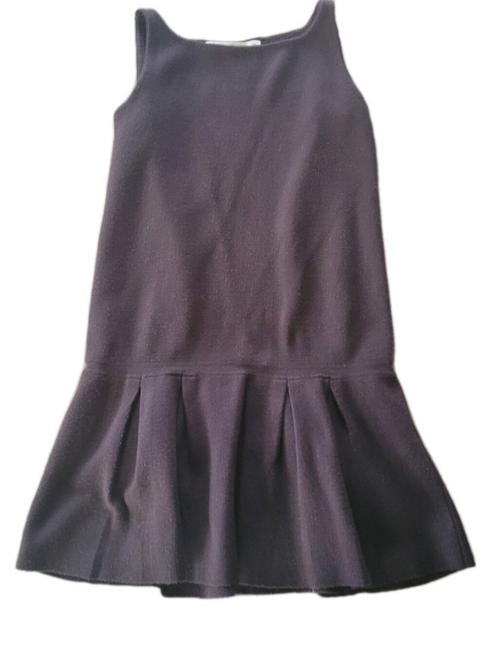 Zara Knit Drop Waist Mini Dress Ruffle Size M Brown Western Neutral Minimalist